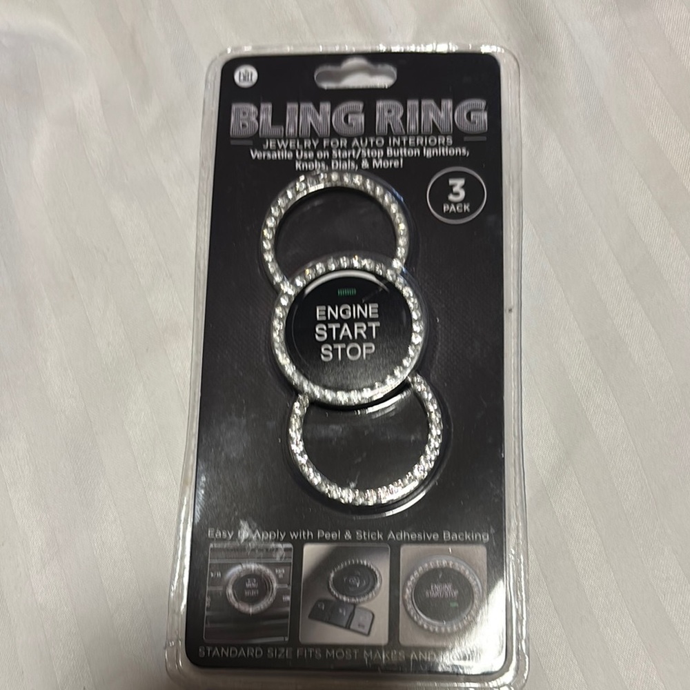 Bling Ring Silver Car Engine Start Button Cover